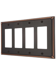 Imperial Bead Quad GFI Cover Plate in Aged Bronze.